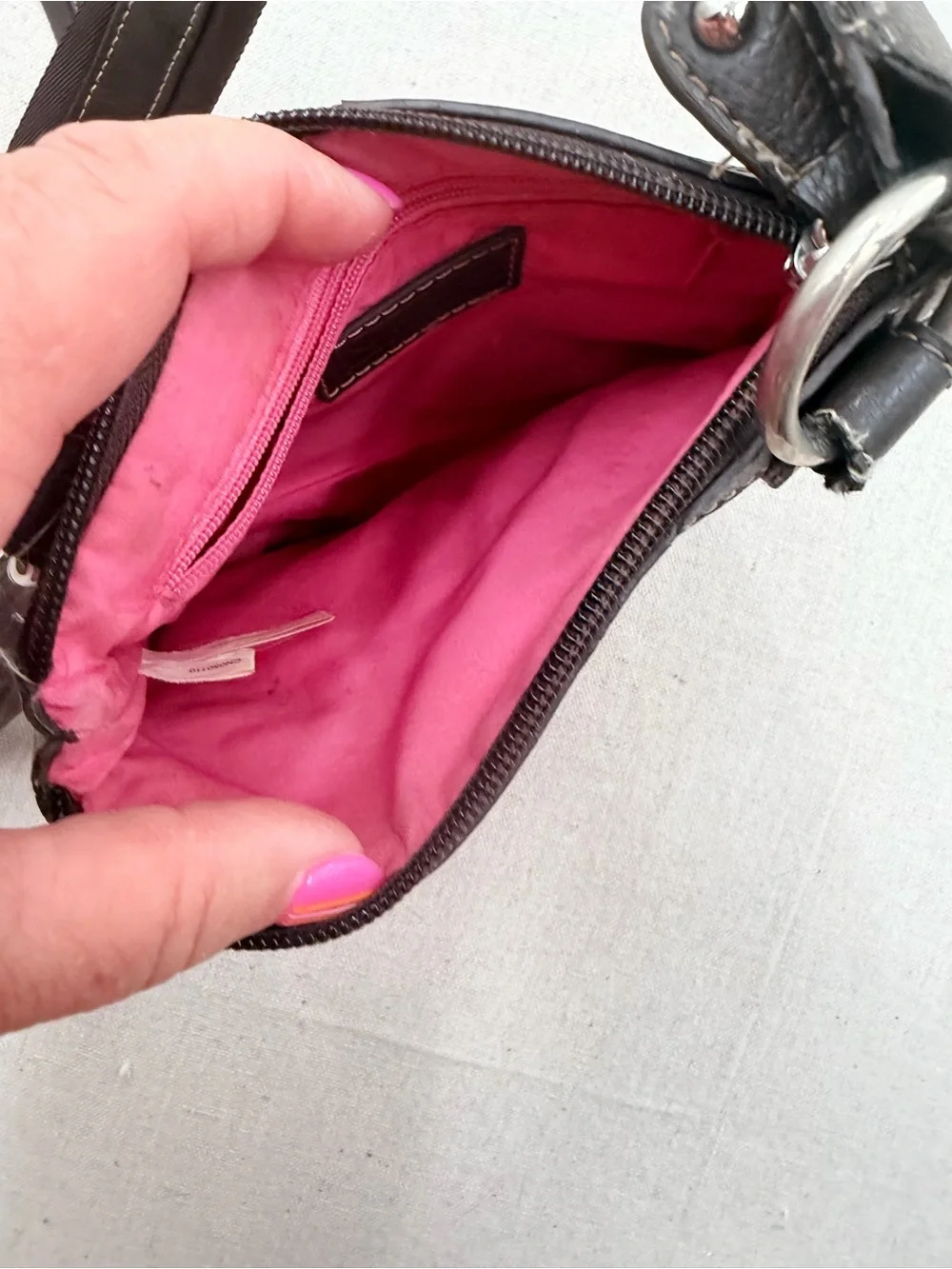 NY & Co. Pink Signature Pattern Crossbody with Black Trim